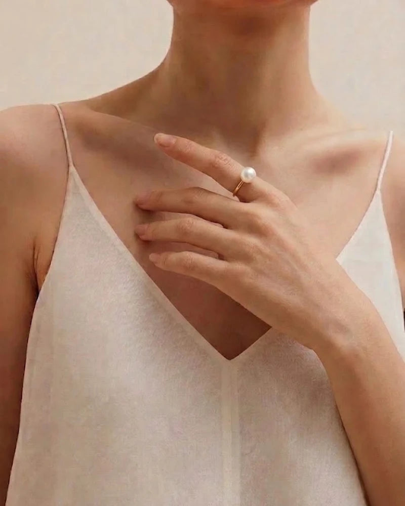 10-10.5mm White Freshwater Adjustable Pearl Ring