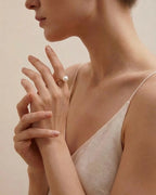 Adjustable 10-10.5mm White Pearl Ring, Genuine Large Freshwater Pearl Jewelry