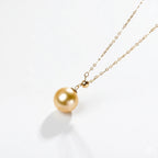 18K Gold South Sea Golden Pearl Y Pendant, 10-10.5mm Rare Gold Pearl Necklace