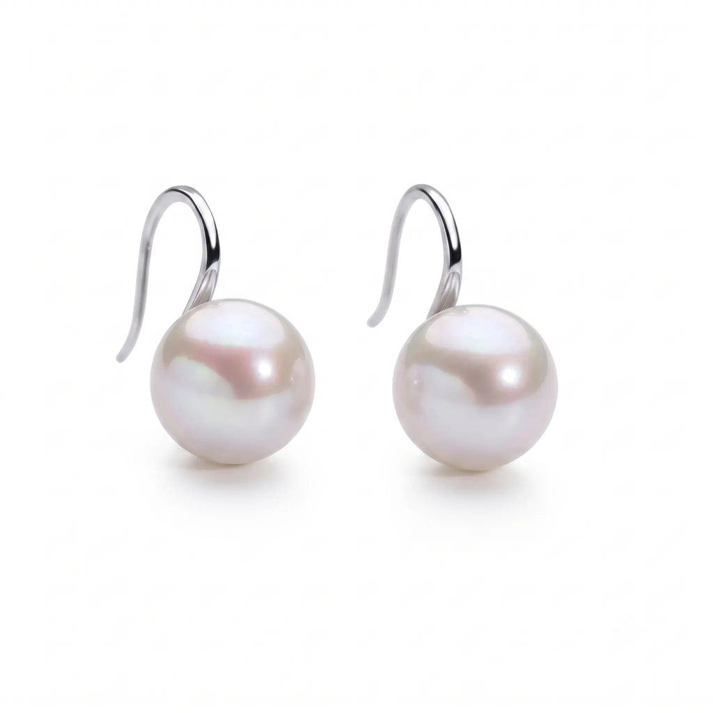 925 Sterling Silver Open Gallery 9-9.5mm White Cultured Edison Pearl Stud Earrings
