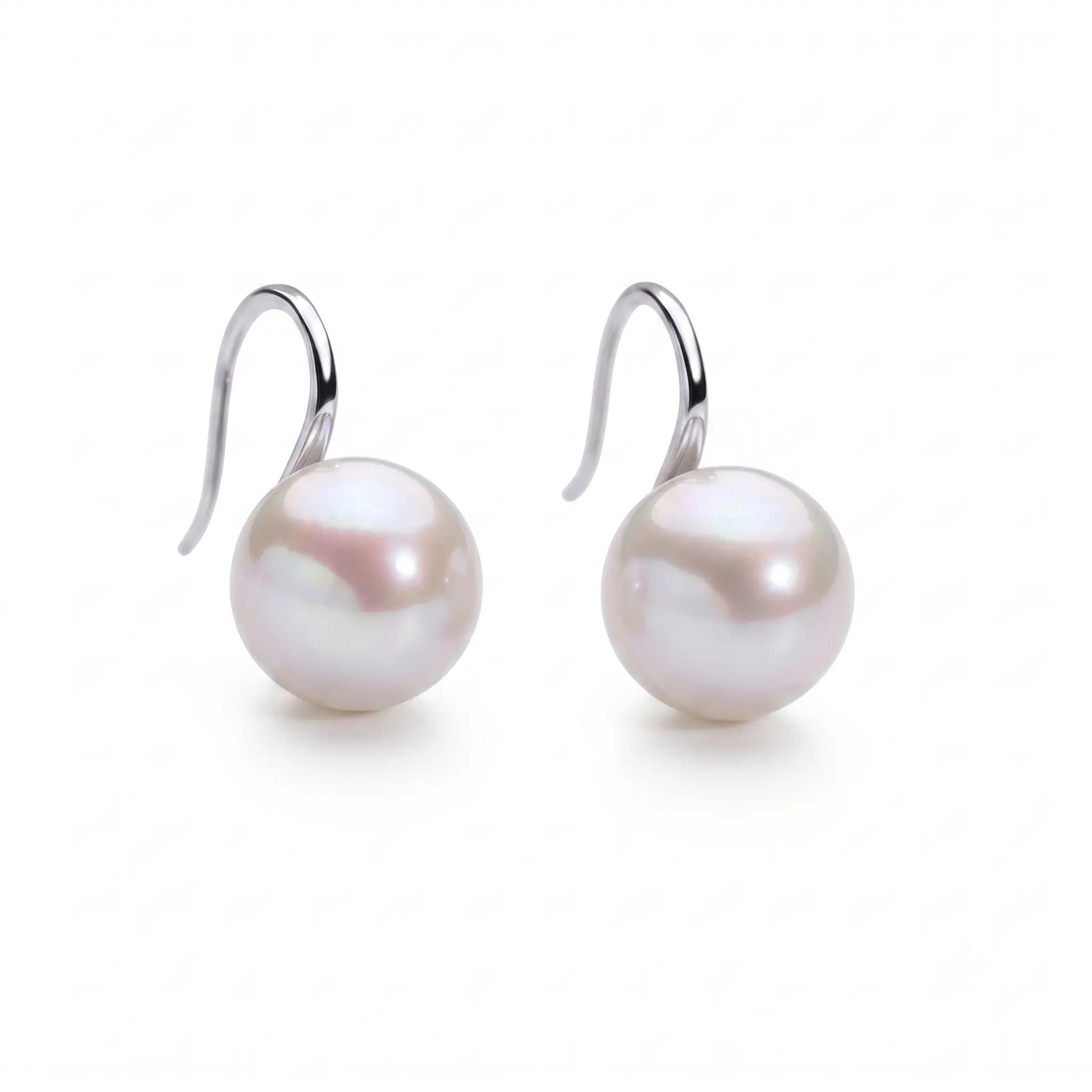 925 Sterling Silver Open Gallery 9-9.5mm White Cultured Edison Pearl Stud Earrings