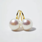 10-10.5mm Large Edison Pearl Studs, Genuine White Nucleated Pearl Earrings