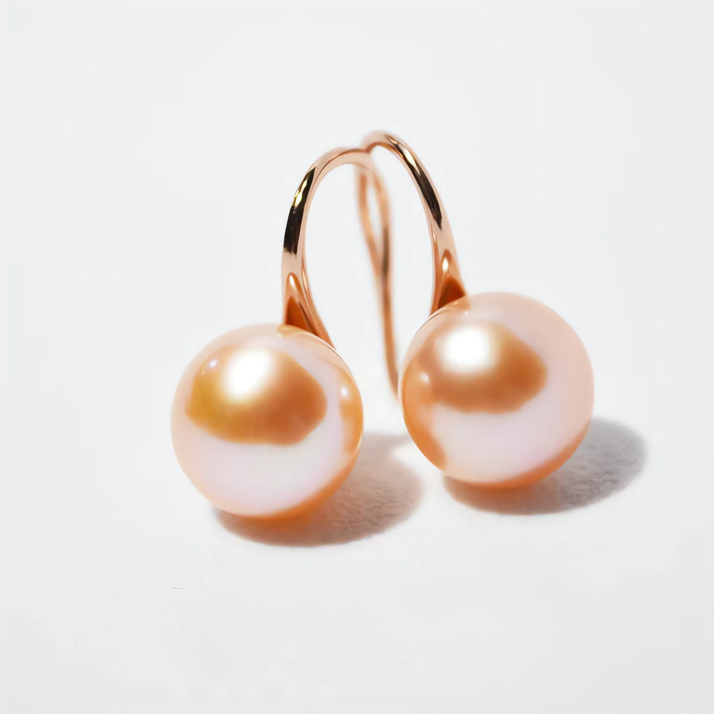 10-10.5mm Large Edison Pearl Studs, Genuine White Nucleated Pearl Earrings