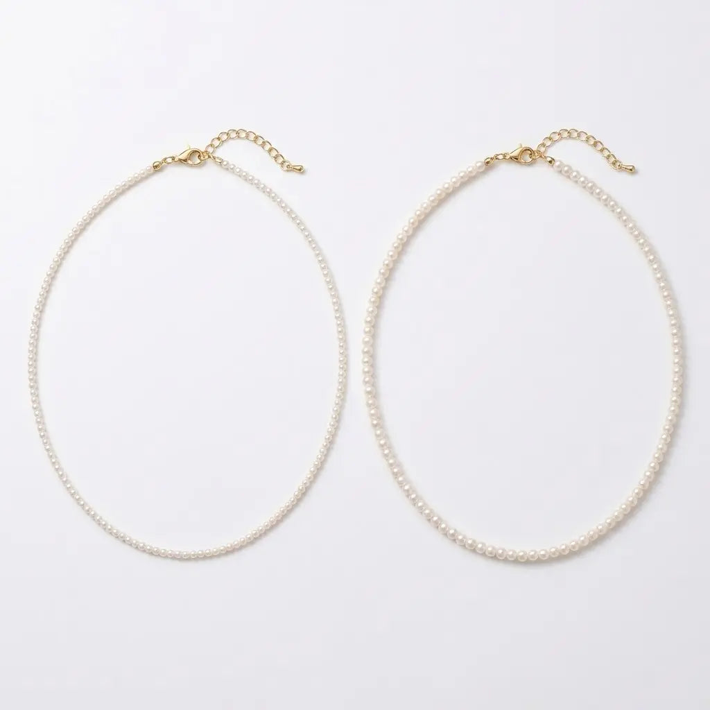 18K Gold Plated 925 Silver Freshwater Pearl Layering Necklace Set (2–2.5mm & 3–3.5mm Detachable Strands)