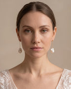 18K Solid Gold 11–12mm Organic Baroque Pearl Chain Drop Earrings