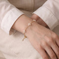 18K Solid Gold 3-3.5mm AAA Freshwater Pearl Berry Station Bracelet