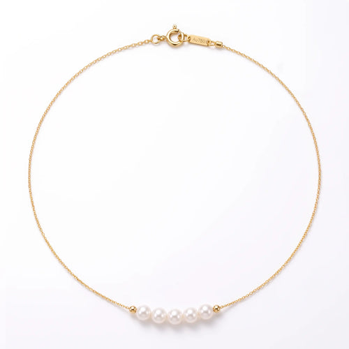 18K Solid Gold 4–4.5mm Japanese Akoya Pearl Smile Choker