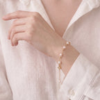 18K Solid Gold 5-5.5mm Japanese Akoya Pearl Station Bracelet for Women