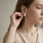 18K Solid Gold Baroque Pearl Stud Earrings Natural Freshwater Irregular Drop Pearl Jewelry for Women
