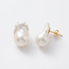 18K Solid Gold Baroque Pearl Stud Earrings Natural Freshwater Irregular Drop Pearl Jewelry for Women