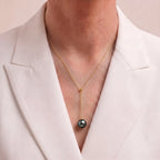 18K Solid Gold 9–9.5mm Tahitian Pearl Y-Lariat Necklace