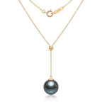 18K Solid Gold 9–9.5mm Tahitian Pearl Y-Lariat Necklace