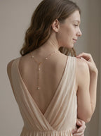 18K Solid Gold Pearl Y Necklace Dainty Freshwater Pearl Lariat Drop Chain for Women