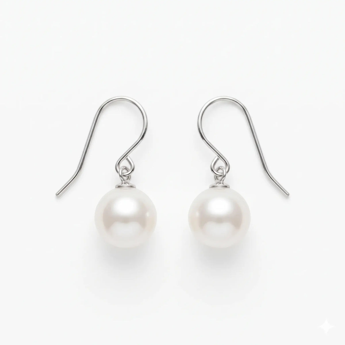 18K Solid White Gold 9-9.5mm Edison Pearl Drop Earrings for Women