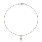18K Solid White Gold 6–7mm Freshwater Rice Pearl Pendant Necklace