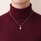 18K Solid White Gold 6–7mm Freshwater Rice Pearl Pendant Necklace