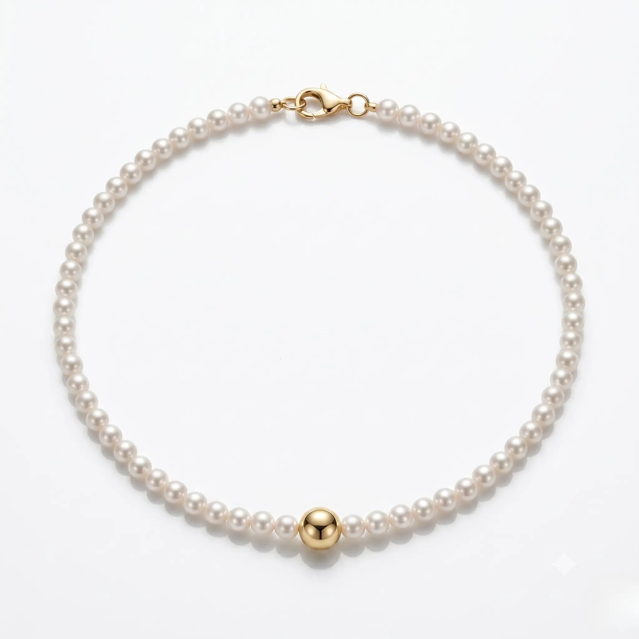 3–3.5mm freshwater pearl necklace featuring luminous micro pearls and a handcrafted 18K solid gold center accent.