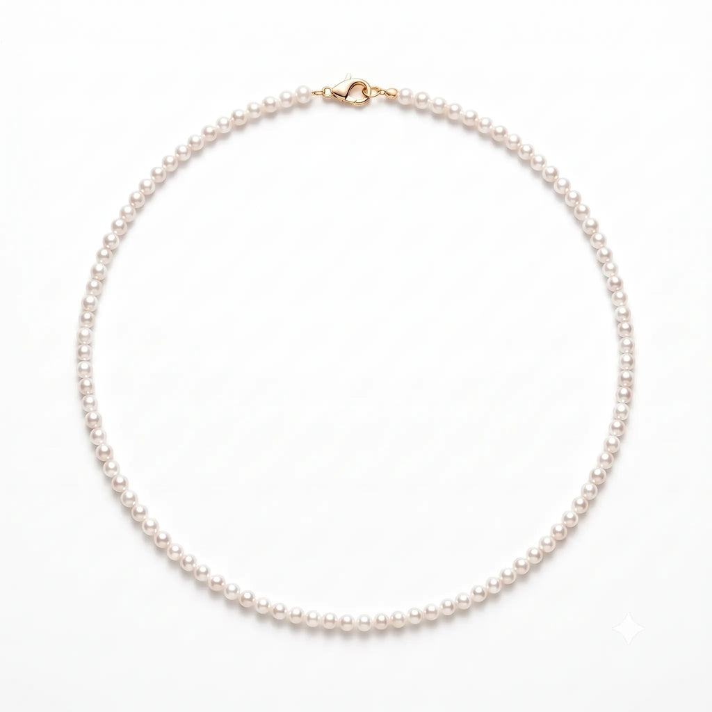 18K Gold Pearl Necklace 5-5.5mm Freshwater Cultured Pearl Strand Choker for Bride Wedding Bridal Jewelry Gift