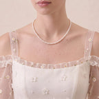 18K Gold Pearl Necklace 5-5.5mm Freshwater Cultured Pearl Strand Choker for Bride Wedding Bridal Jewelry Gift