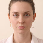 18K Solid Gold 7-7.5mm Japanese Akoya Pearl Drop Dangle Earrings