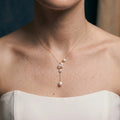 18K Solid Gold Baroque Pearl Lariat Necklace for Women Wedding Bridal Jewelry