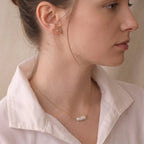 18K Solid Gold Biwa Baroque Pearl Station Necklace