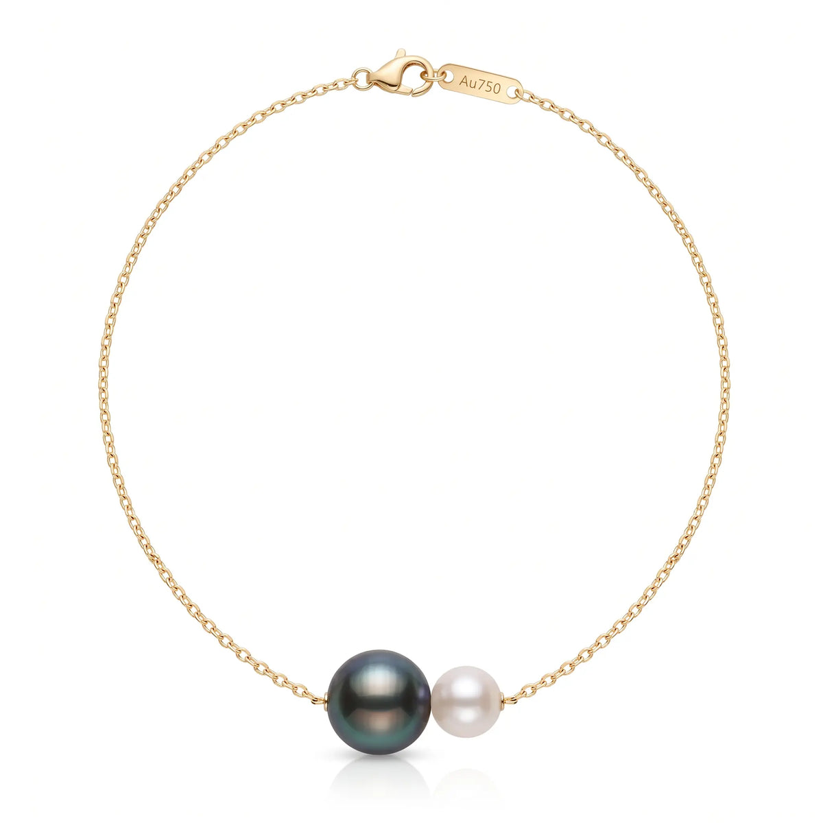 18K Solid Gold 9–9.5mm Tahitian & 6–6.5mm Akoya Pearl Pendant Necklace