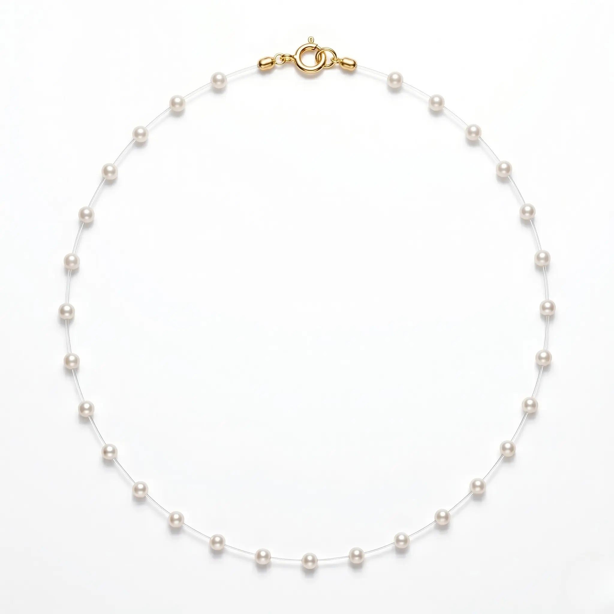 18K Gold Floating Mini Pearl Bridal Choker - Minimalist Invisible Chain Illusion Wedding Necklace for Brides