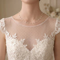 18K Gold Floating Mini Pearl Bridal Choker - Minimalist Invisible Chain Illusion Wedding Necklace for Brides
