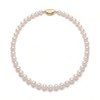 7-7.5mm 18K Gold Pearl Necklace Cultured Freshwater Pearl Choker for Bride Wedding