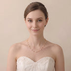 18K Solid Gold 5-5.5mm Freshwater Pearl Station Choker Necklace Bridal Wedding Jewelry for Women