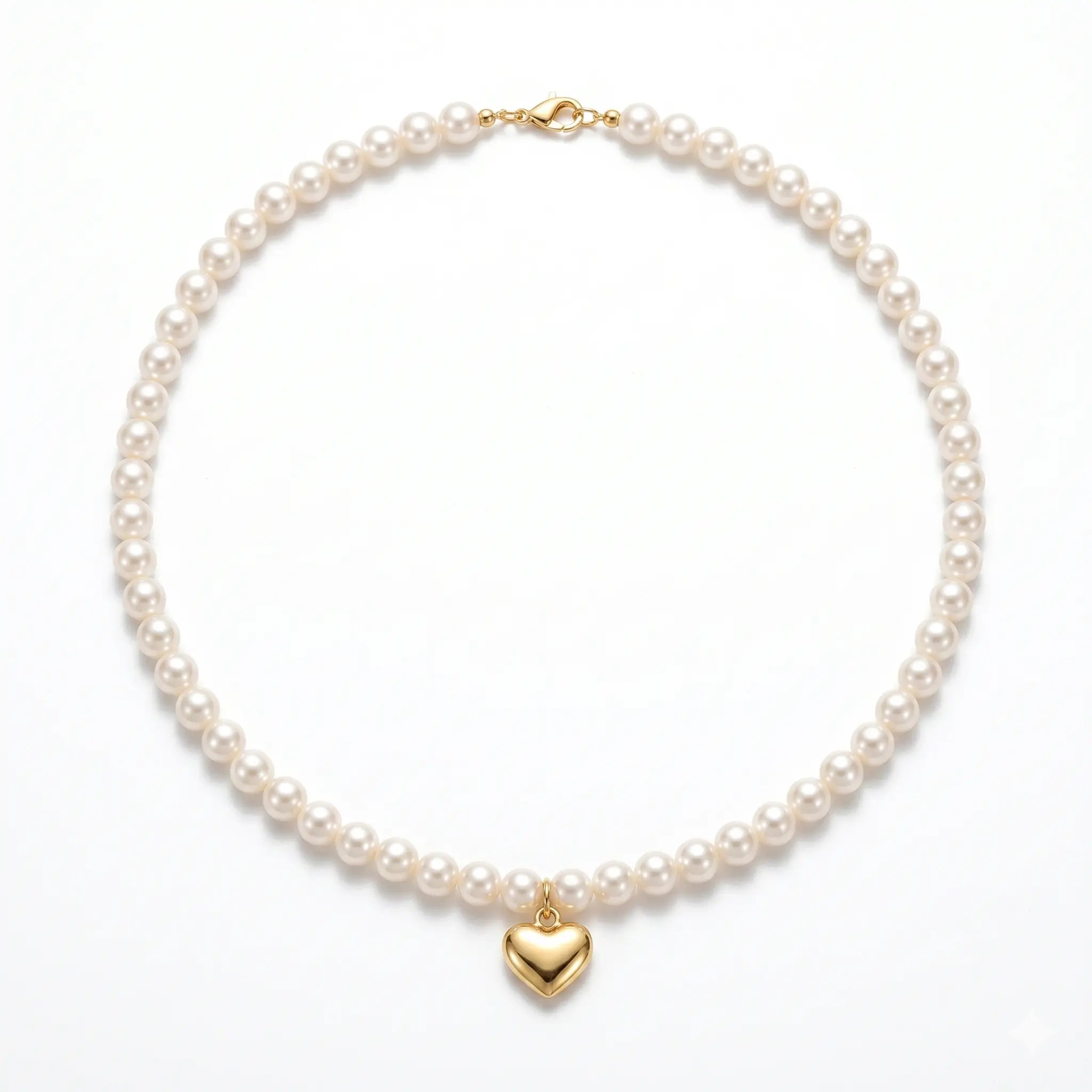 Genuine 5-5.5mm Pearl Choker with 18K Solid Gold Heart Pendant