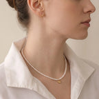 Genuine 5-5.5mm Pearl Choker with 18K Solid Gold Heart Pendant