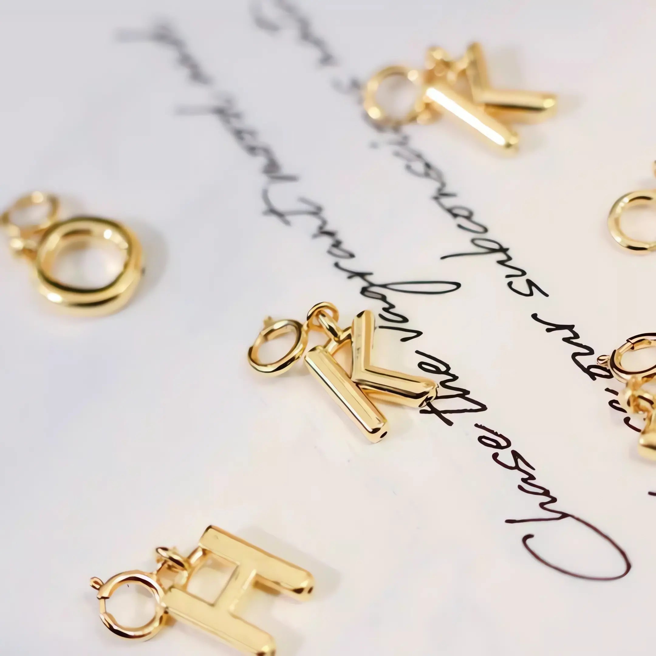 18K Solid Gold Letter  Initial Letter Enhancer Pendant