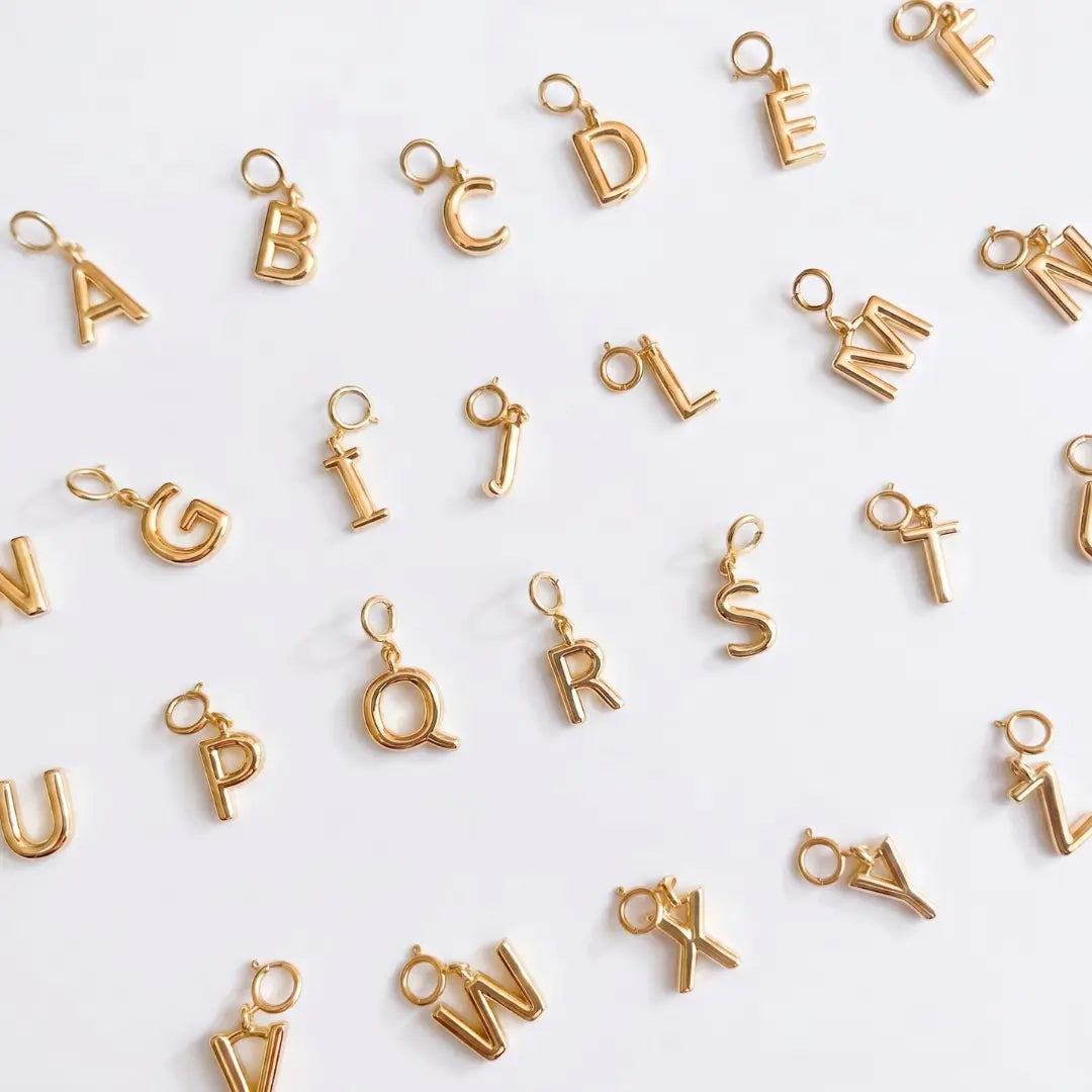 18K Solid Gold Letter  Initial Letter Enhancer Pendant