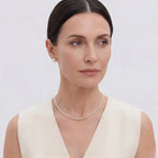 18K Solid Gold Baby Akoya Pearl Necklace, 3-3.5mm Dainty Japanese Pearl Choker