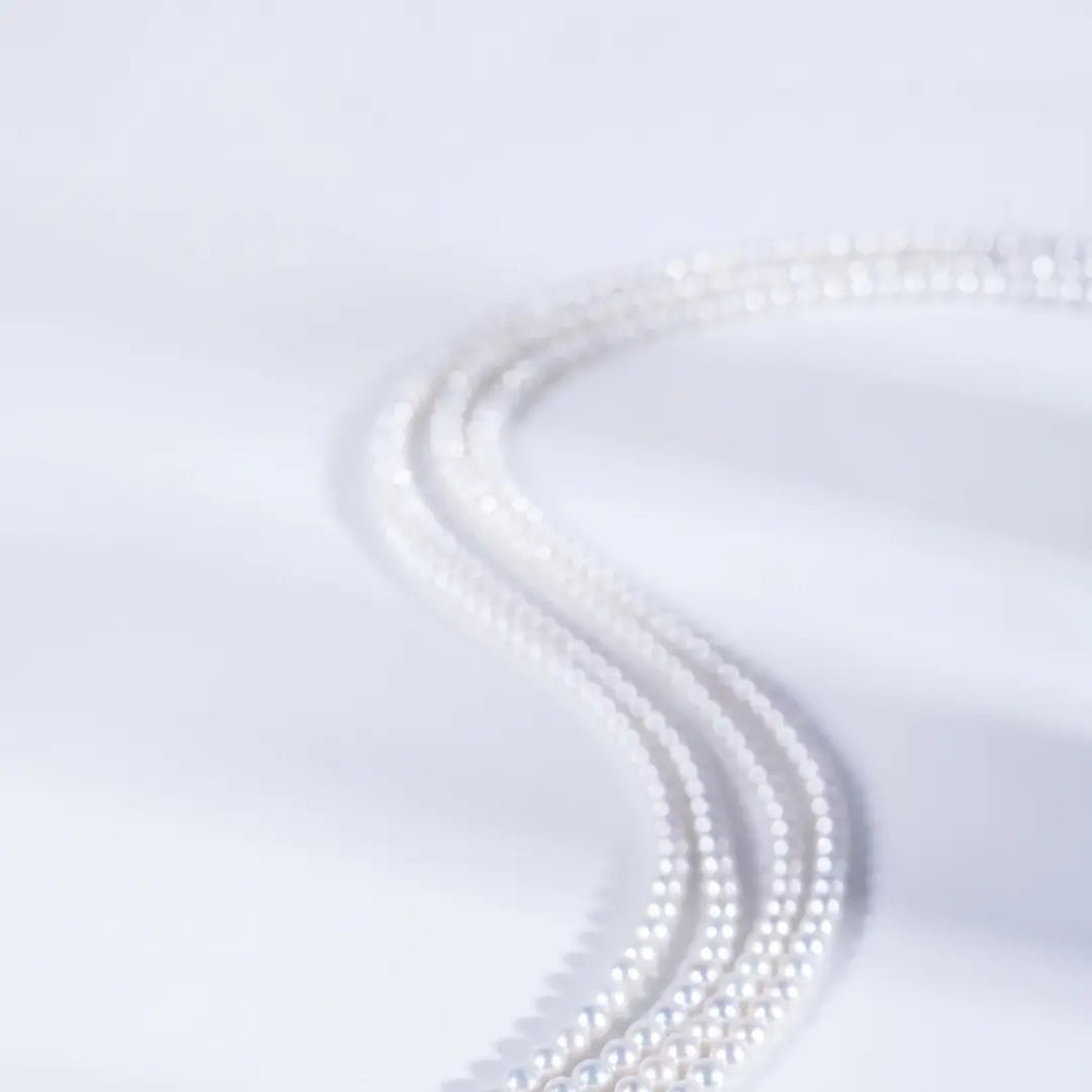 18K Solid Gold Baby Akoya Pearl Necklace, 3-3.5mm Dainty Japanese Pearl Choker