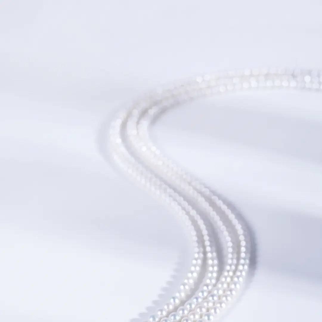 18K Solid Gold Baby Akoya Pearl Necklace, 3-3.5mm Dainty Japanese Pearl Choker
