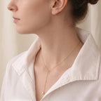 18K Solid Gold Tiny Rice Pearl Lariat Necklace