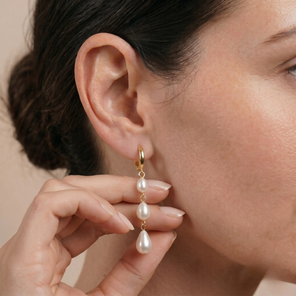 Modern Baroque Pearl Drop Earrings 18K Gold Plated