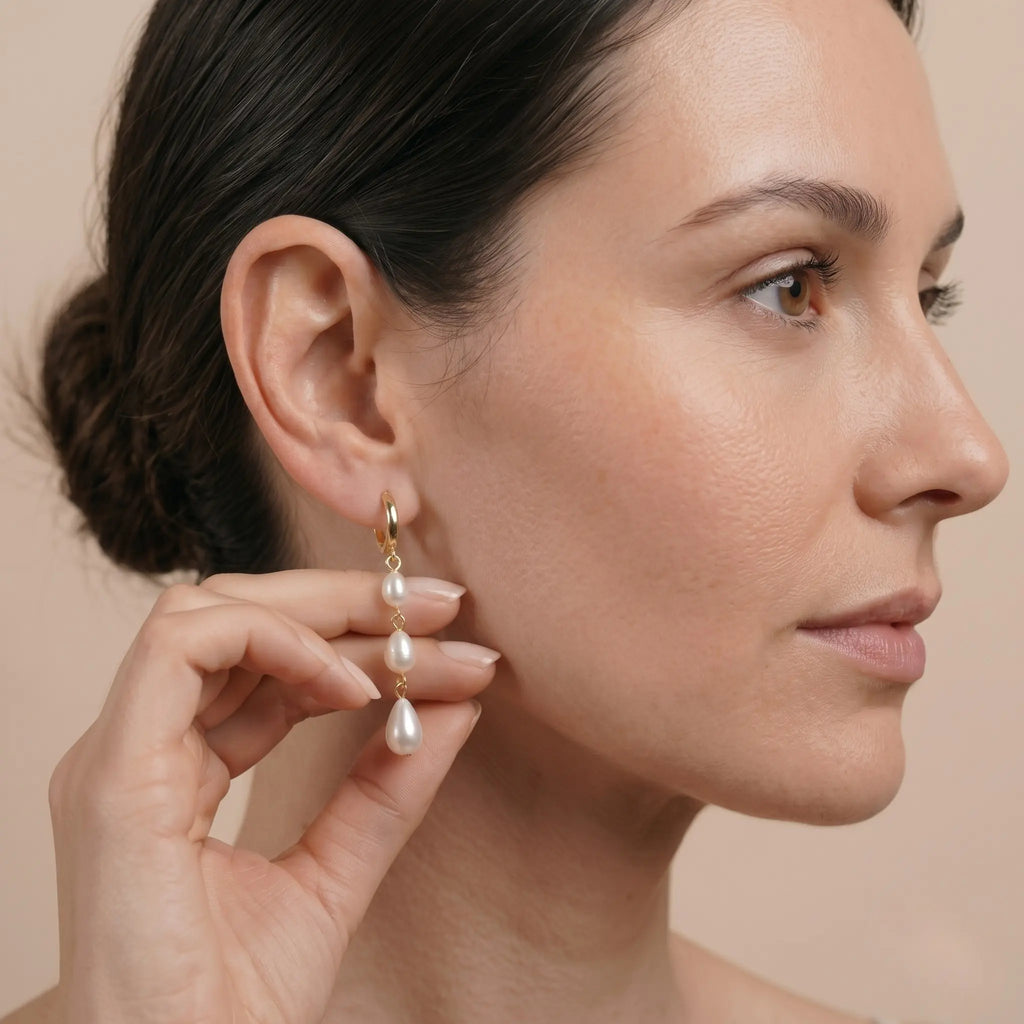 Modern Baroque Pearl Drop Earrings 18K Gold Plated