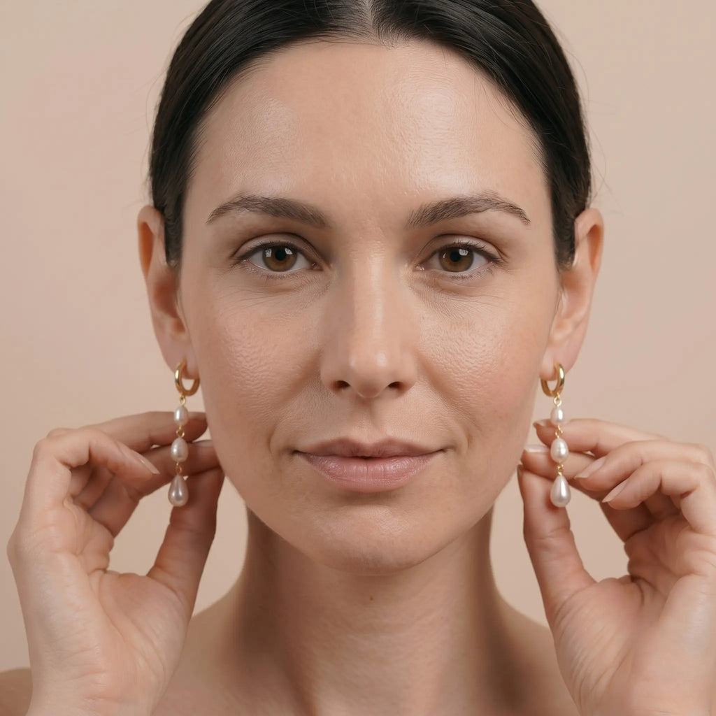 Modern Baroque Pearl Drop Earrings 18K Gold Plated