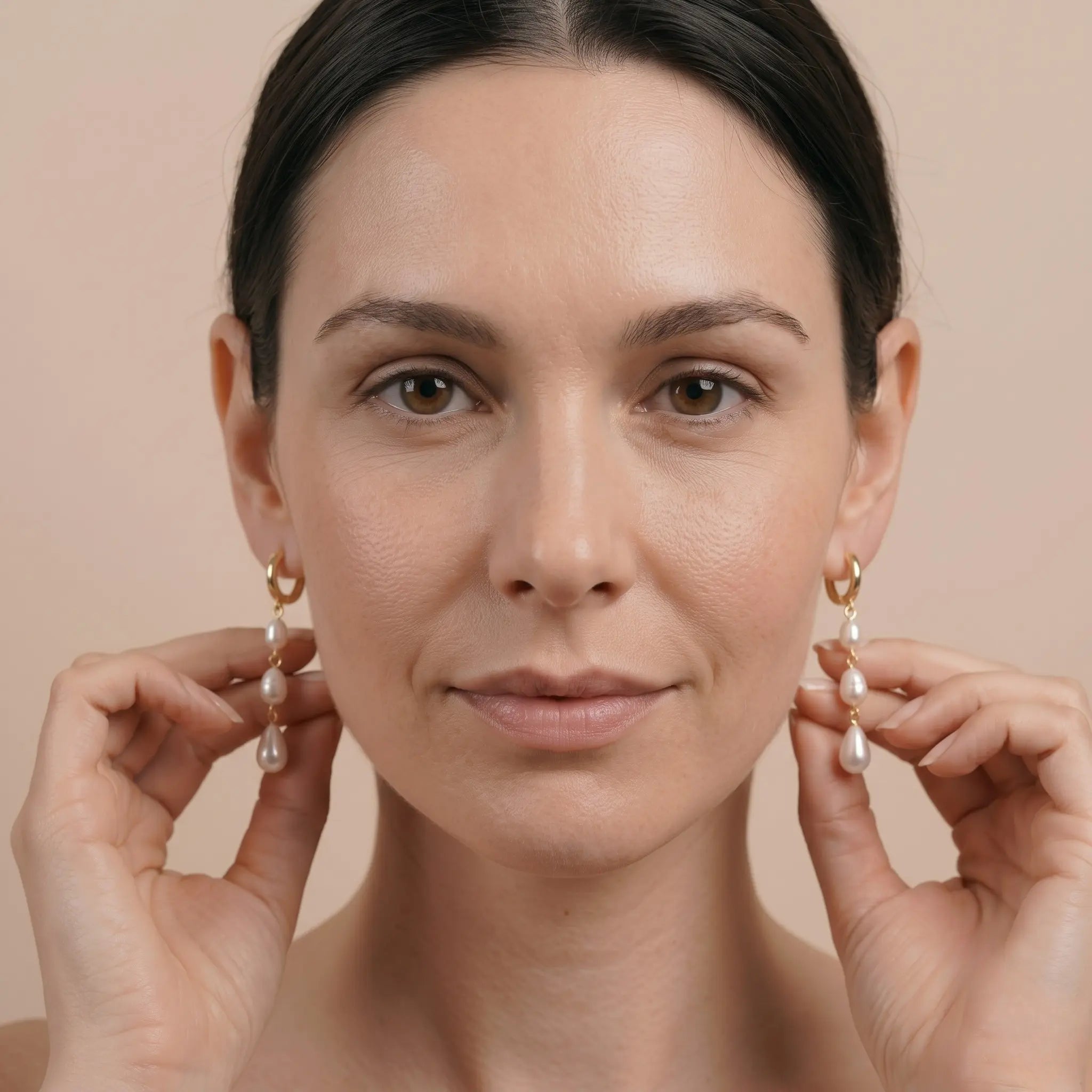 Modern Baroque Pearl Drop Earrings 18K Gold Plated