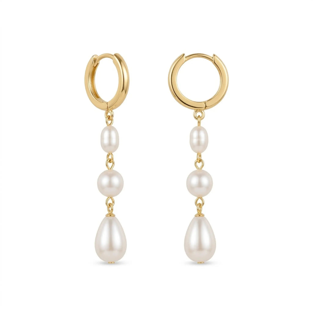 Modern Baroque Pearl Drop Earrings 18K Gold Plated