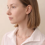 Solid 18K Gold Multicolor Freshwater Pearl Station Necklace for Women