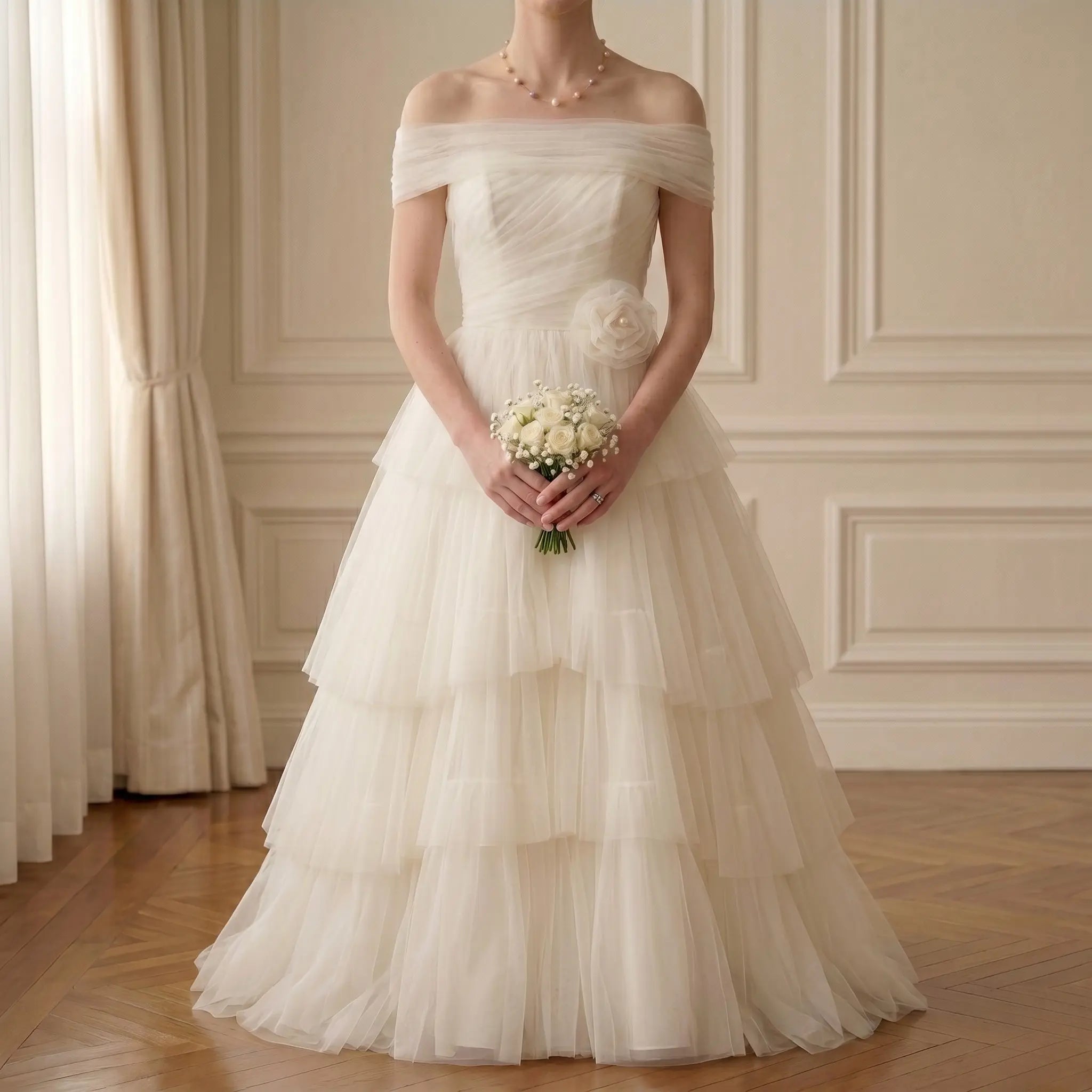 18K Gold Multi-Color Pearl Station Choker – Romantic White, Pink & Lavender Bridal Necklace for Brides and Bridesmaids (7-7.5mm)
