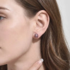 18K Gold Natural Purple Freshwater Pearl Stud Earrings, 5-8.5mm Lavender Pearls