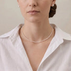 18K Solid Gold Dainty Choker, Mini 2-2.5mm Seed Pearl Necklace, Magnetic Clasp for Easy Wear