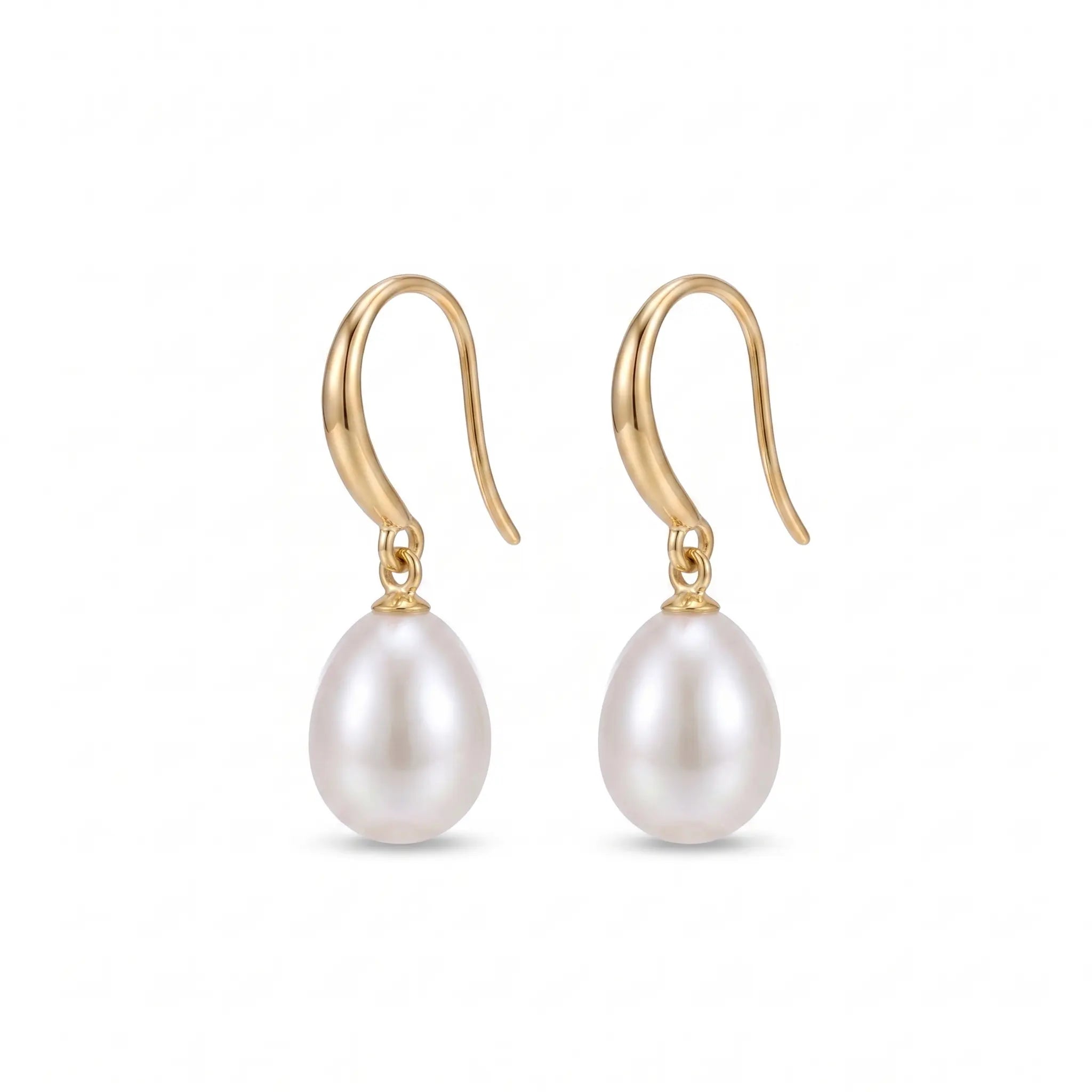 18K Gold Rice Pearl Drop Earrings for Women