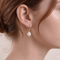 18K Gold Rice Pearl Drop Earrings for Women